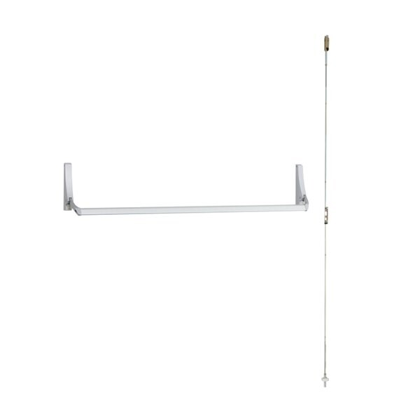 Concealed Vertical Rod Crossbar Exit Device, 44 In., Night Latch/Hold Back, Optional Pull, w